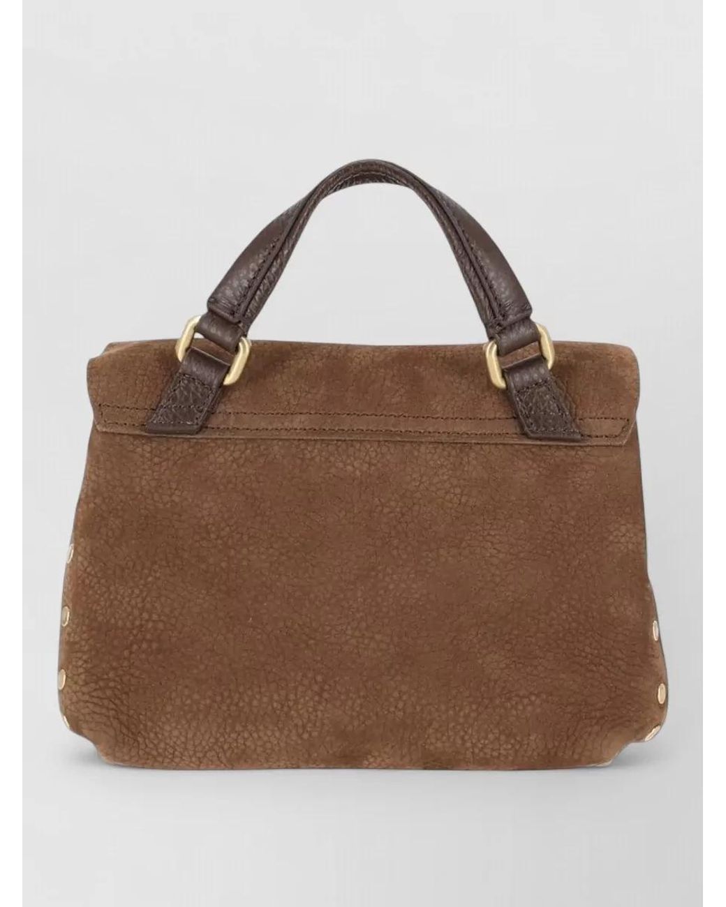 Zanellato Brown Calf Leather Studded Shoulder Bag