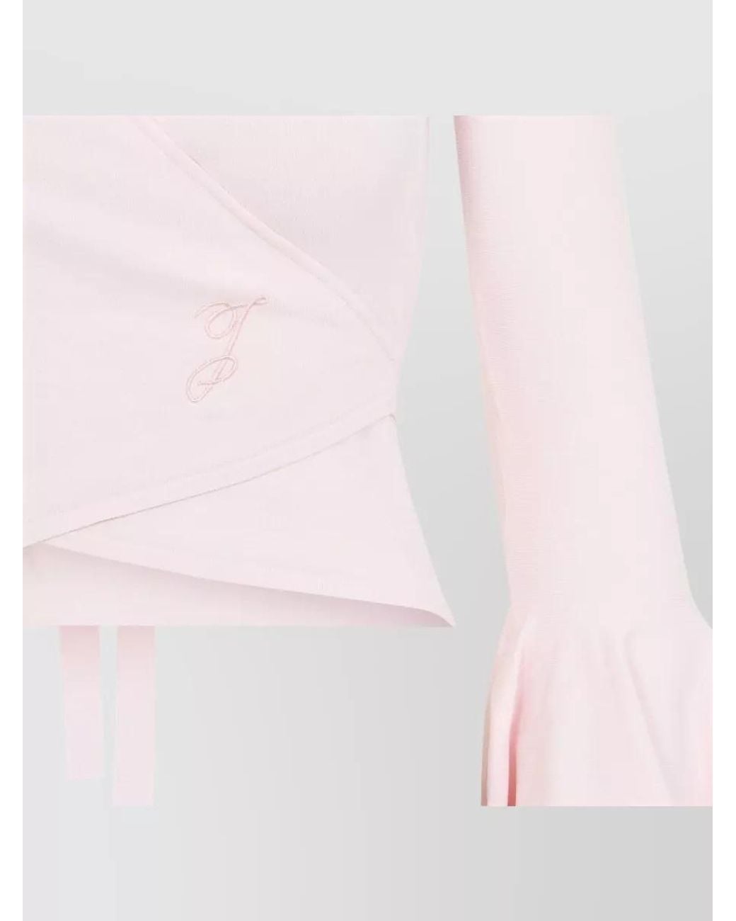 Jacquemus Pink Fine-Knit V-Neck Wrap Blouse