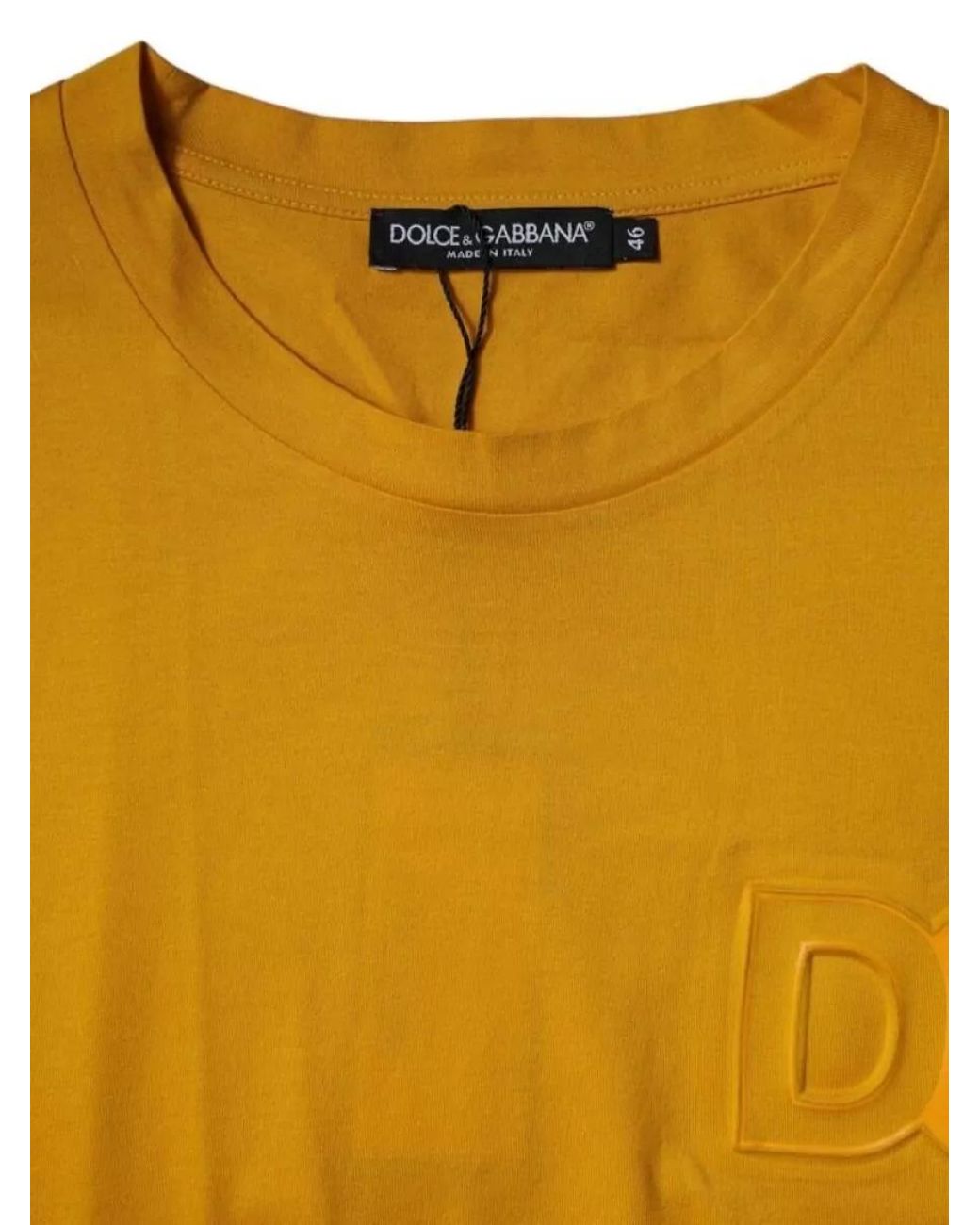 Dolce & Gabbana Yellow Cotton Logo Regular-Fit Crew-Neck Short-Sleeve T-Shirt for men
