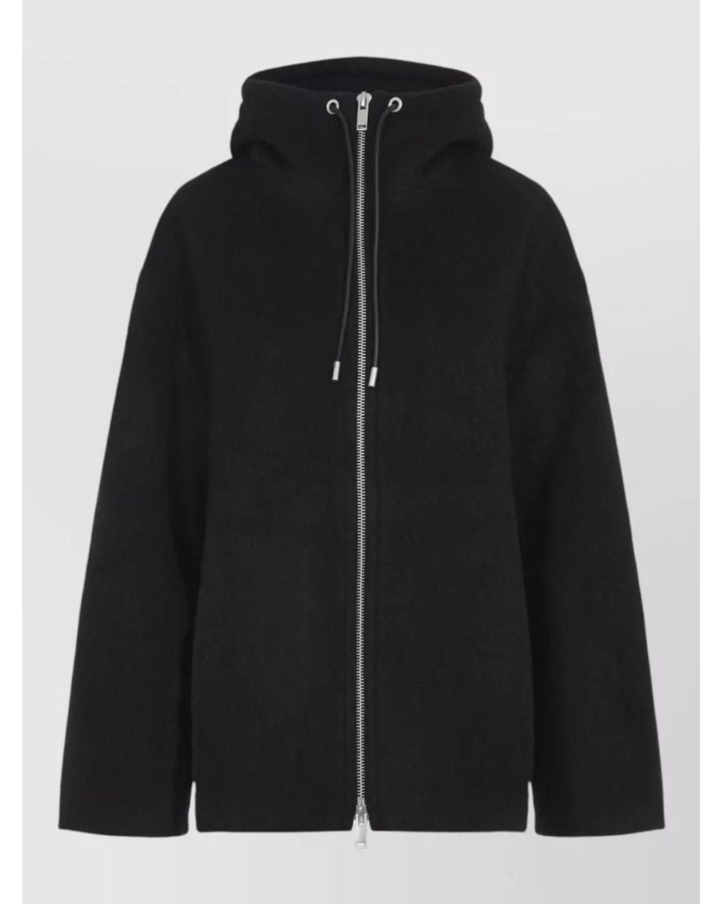 Studio Nicholson Black Brushed Hooded Oversized Coat