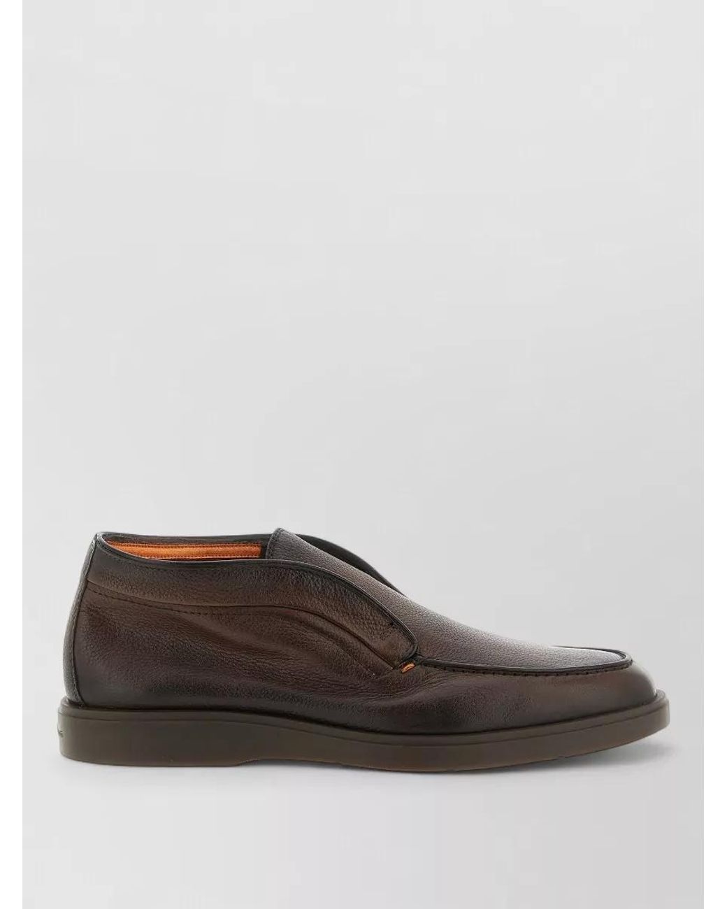 Santoni Brown Leather Ankle Boots for men