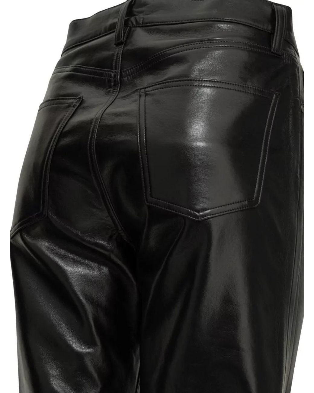 Agolde Black Recycled Leather Straight-Leg Pants