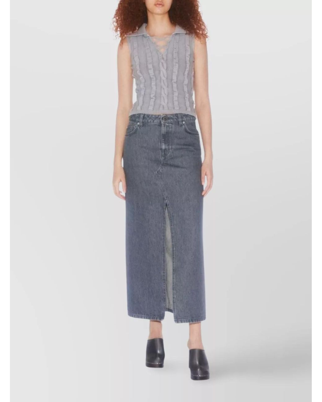 Filippa K Blue Denim Maxi High-Rise Skirt