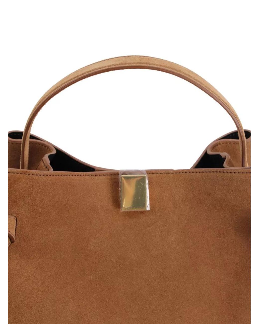 Yuzefi Brown Suede Leather Knot-Detail Tote Bag