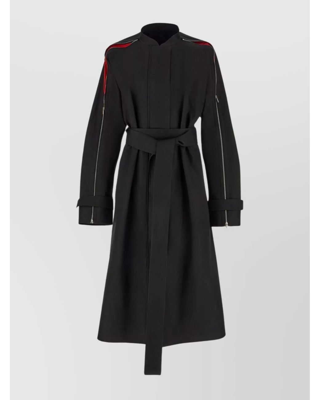 Ferragamo Black Waist Belted High Neck Coats