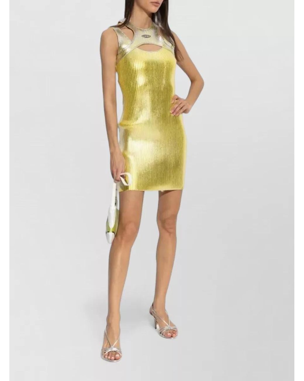 Casablanca Yellow Sleeveless Cutout Mini Dress