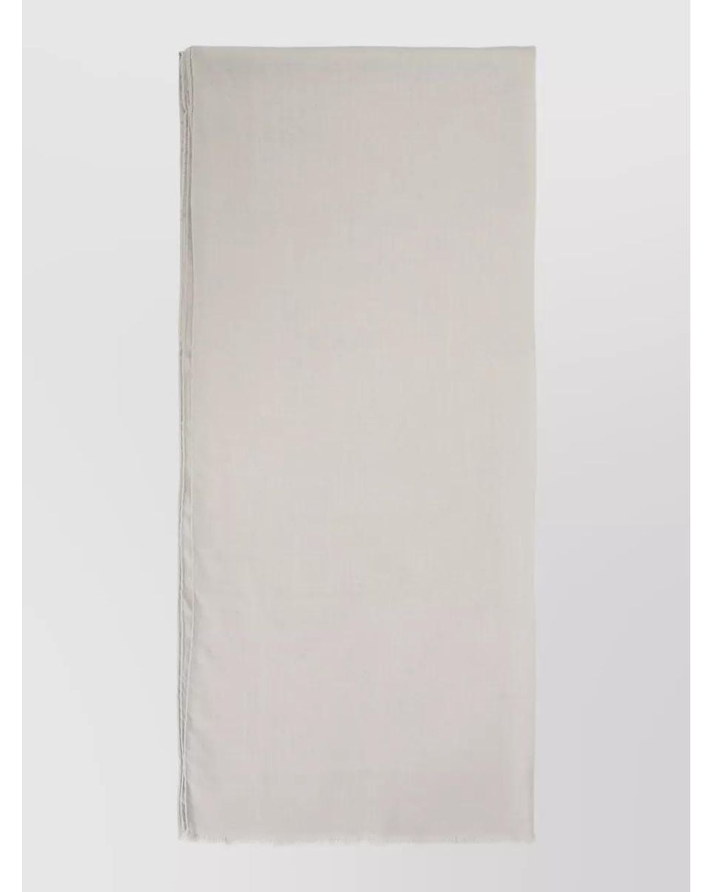 Max Mara White Silk Wool Fringed Scarf