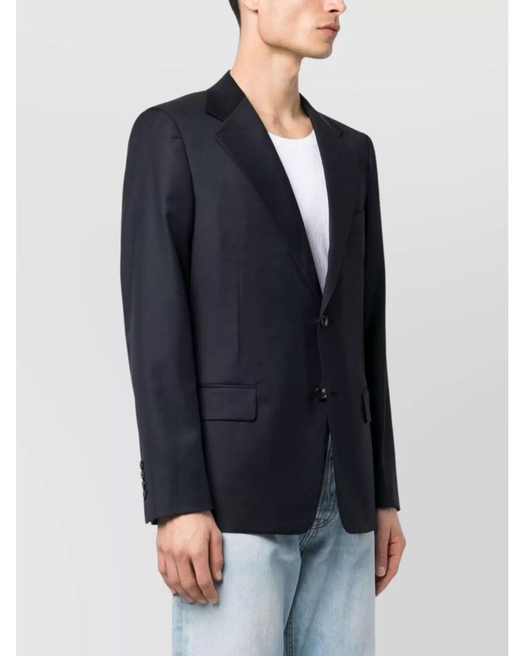 Lanvin Blue Wool Button-Fastening Blazer Dart Detailing for men