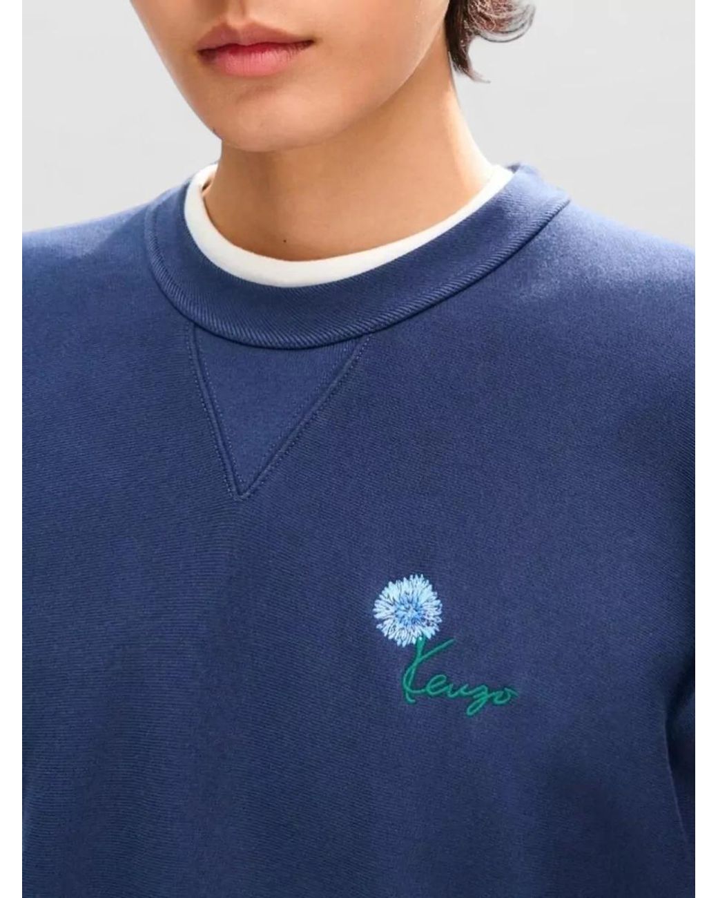 KENZO Blue Cotton Crewneck T-Shirt for men