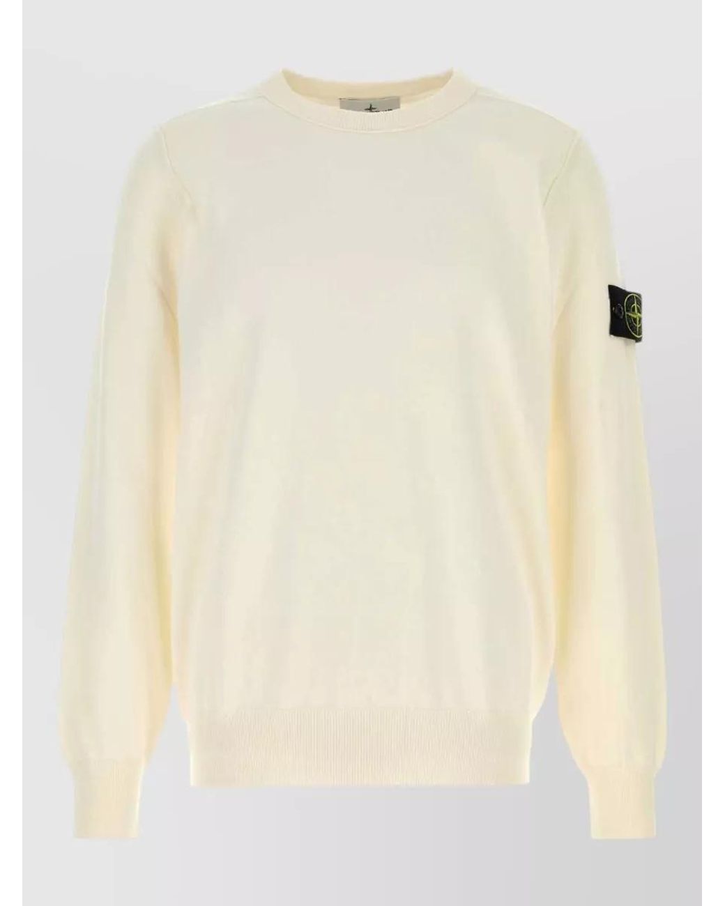Stone Island Natural Ribbed Cotton Crewneck Sweater for men