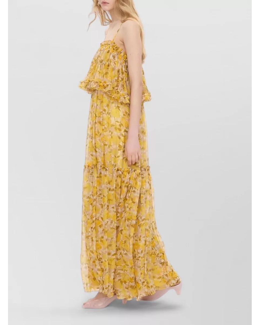 Chloé Metallic Silk Ruffled Maxi Dress