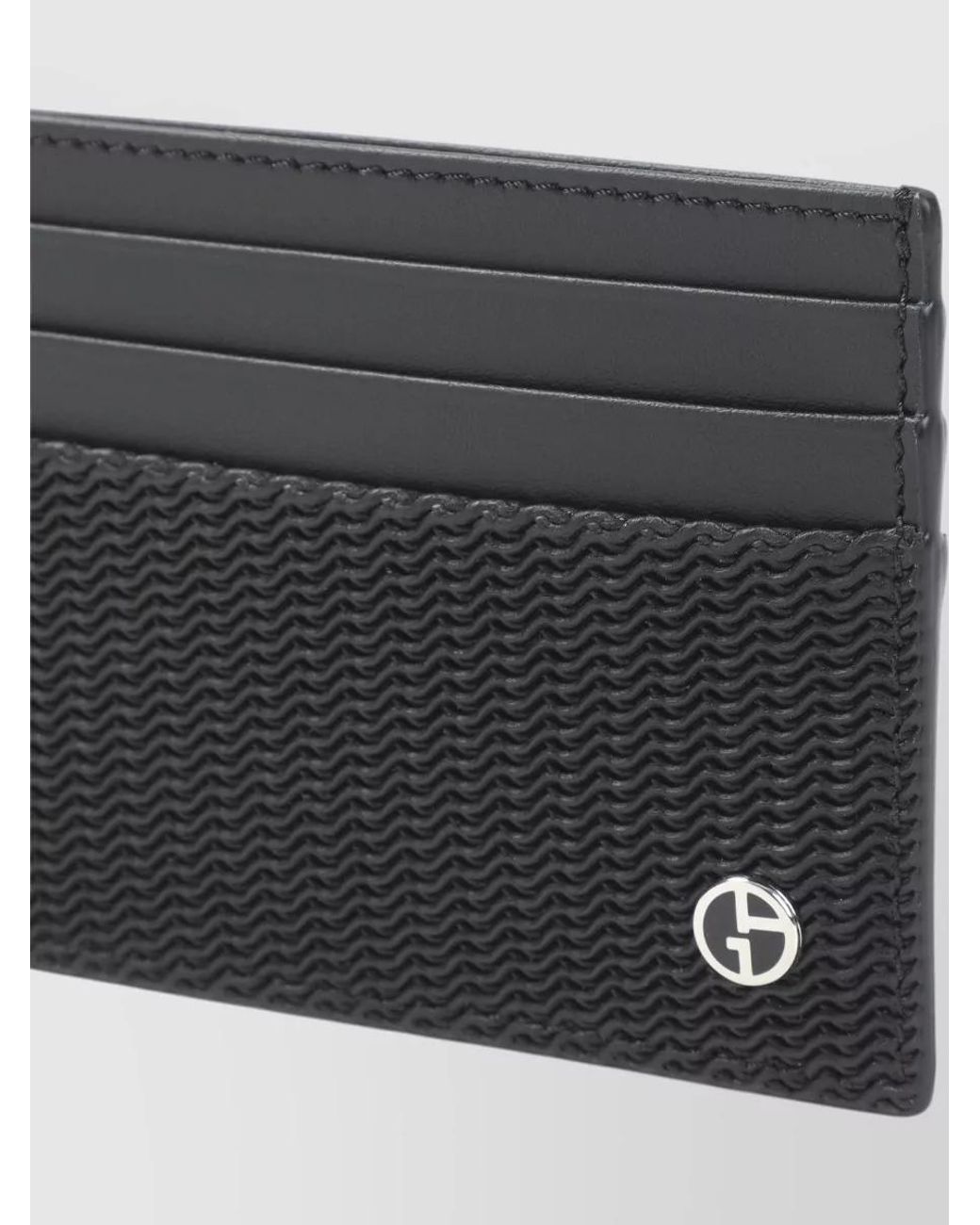 Giorgio Armani Black Textured Leather Card Holder for men