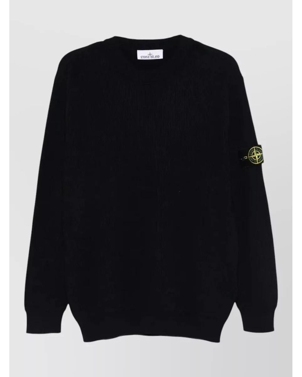 Stone Island Blue Ribbed Regular-Fit Cotton Crewneck Sweater for men