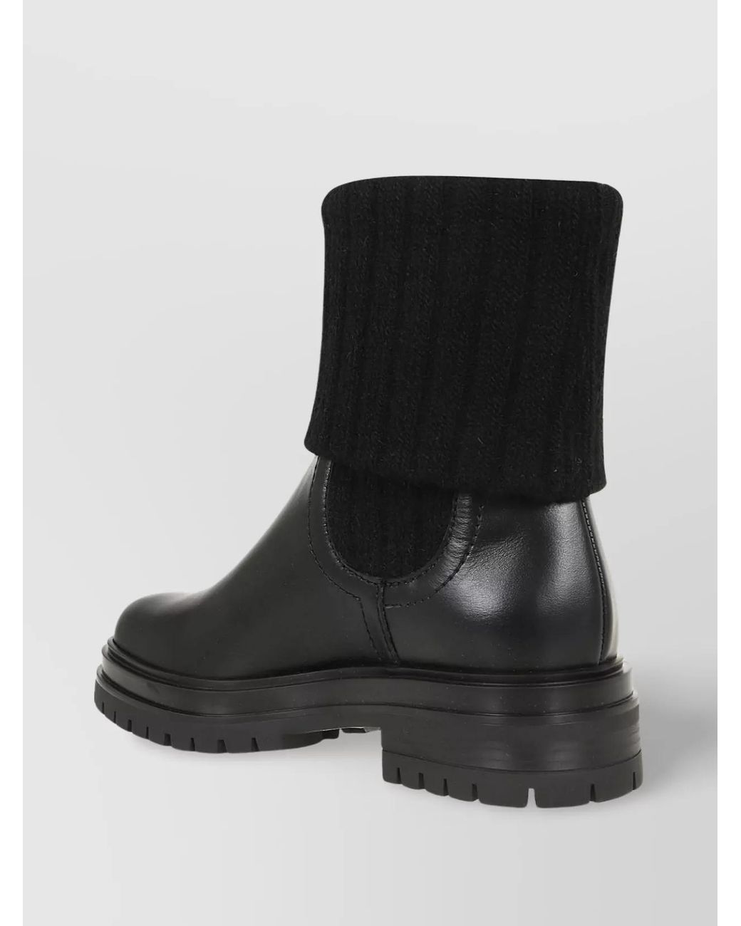 Gianvito Rossi Black Leather Ribbed Knee-High Boots