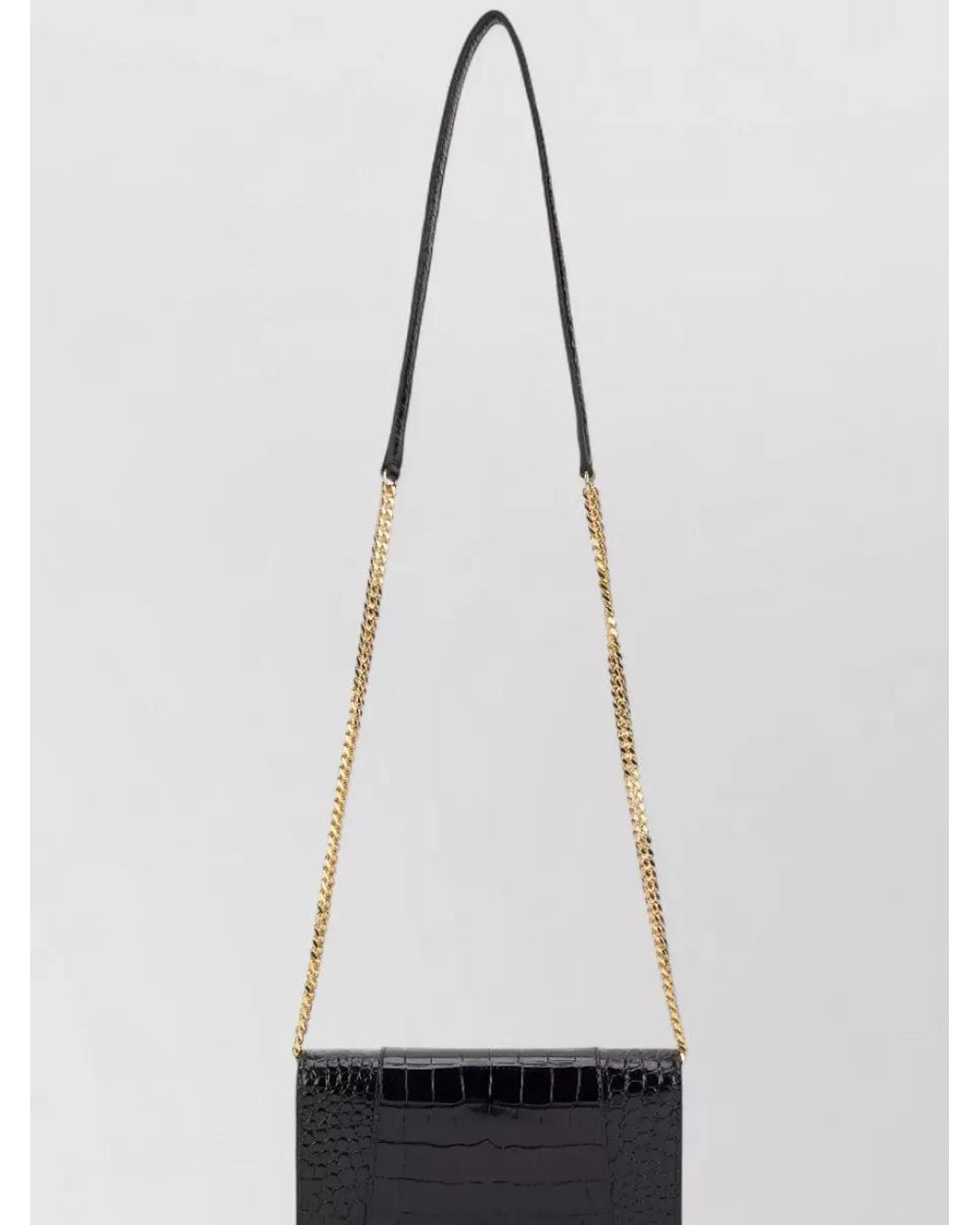 Balenciaga Black Na Leather Crocodile Effect Clutch Bag
