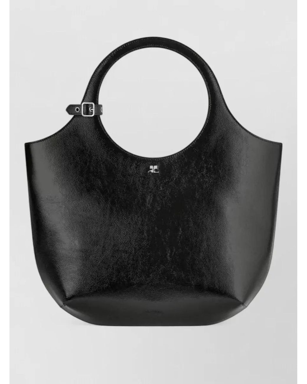 Courreges Black Leather Tote Bag