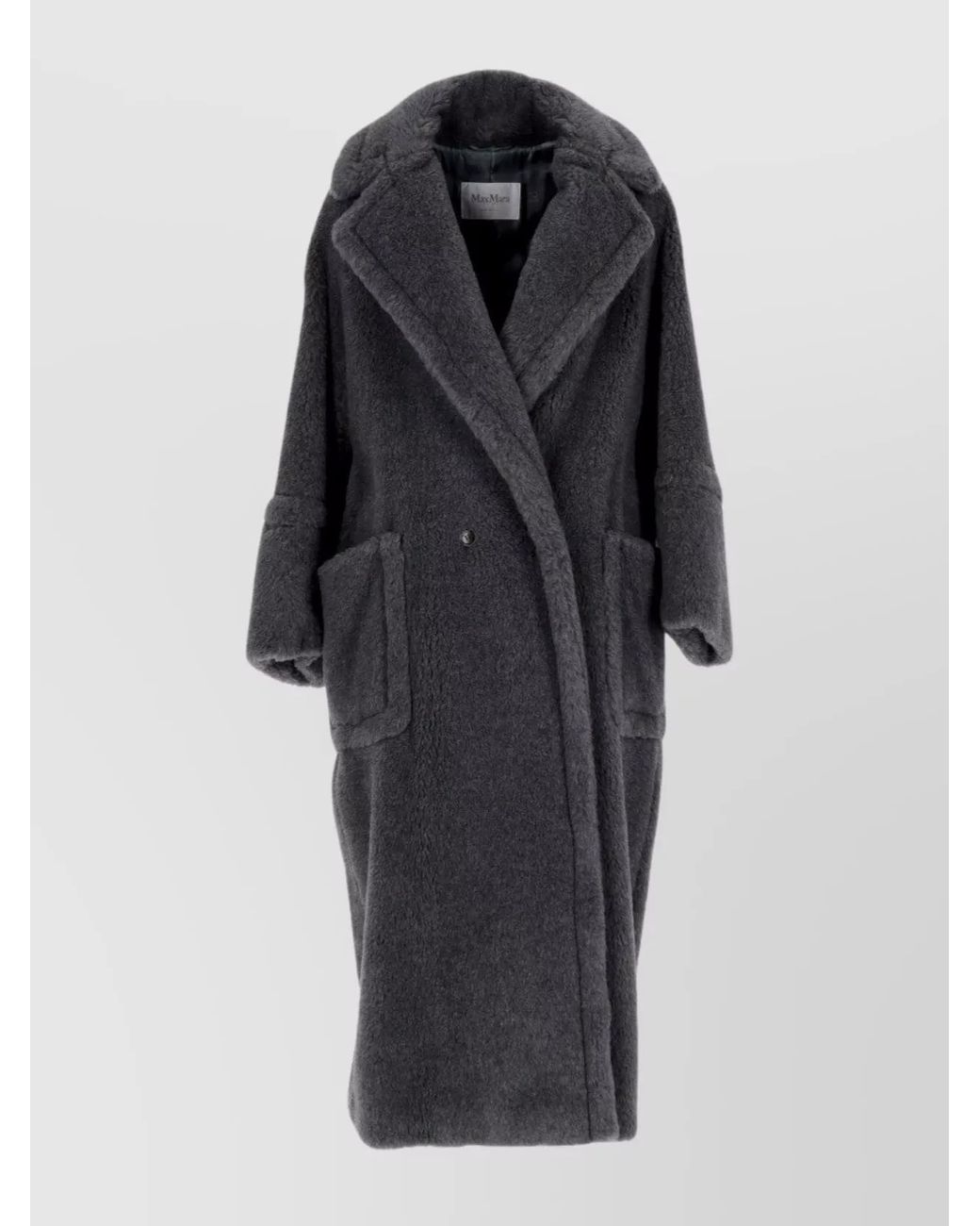 Max Mara Black Silk Teddy Oversized Double-Breasted Coat