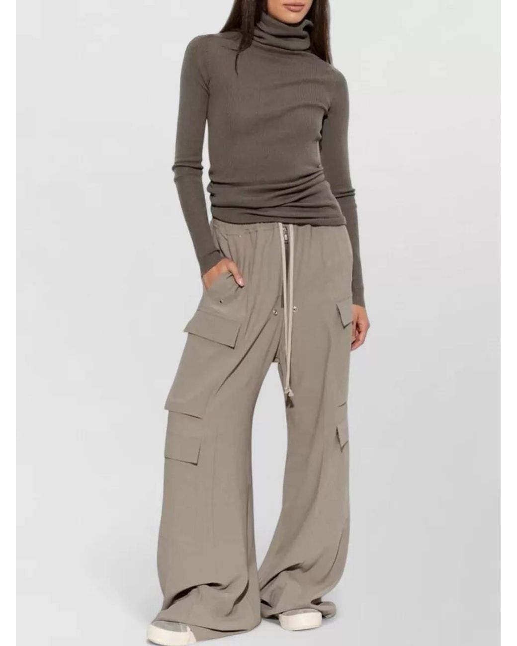 Rick Owens Brown Virgin Wool Ribbed Turtleneck Long-Sleeve Jumper