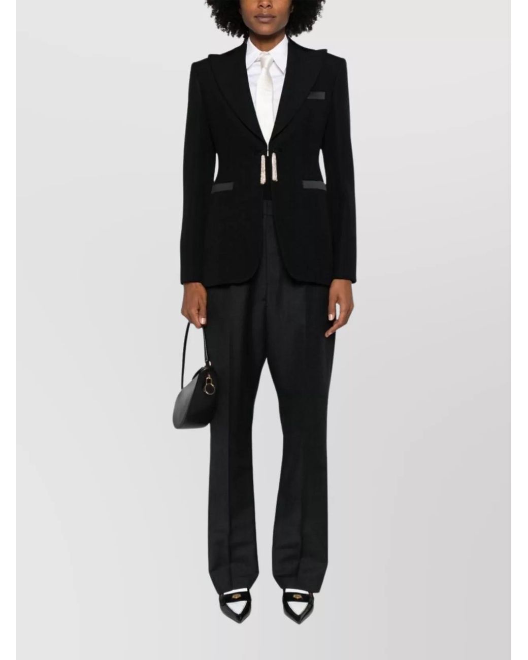 Max Mara Black Wool Crystal-Embellished Single-Breasted Blazer
