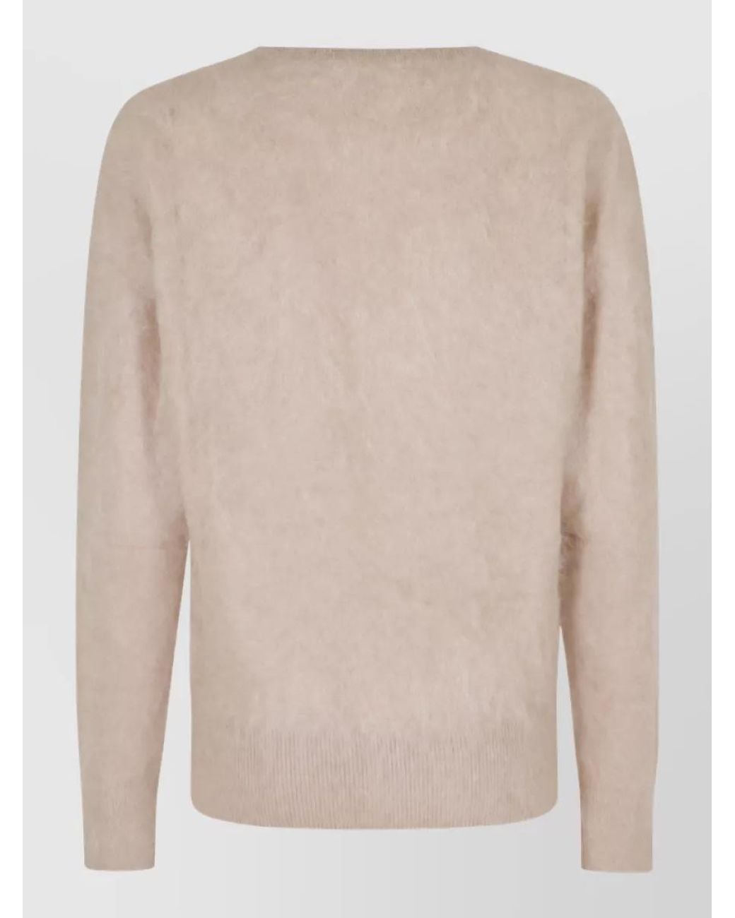 SEVENTY VENEZIA Natural Cashmere V-Neck Long-Sleeve Sweatshirt