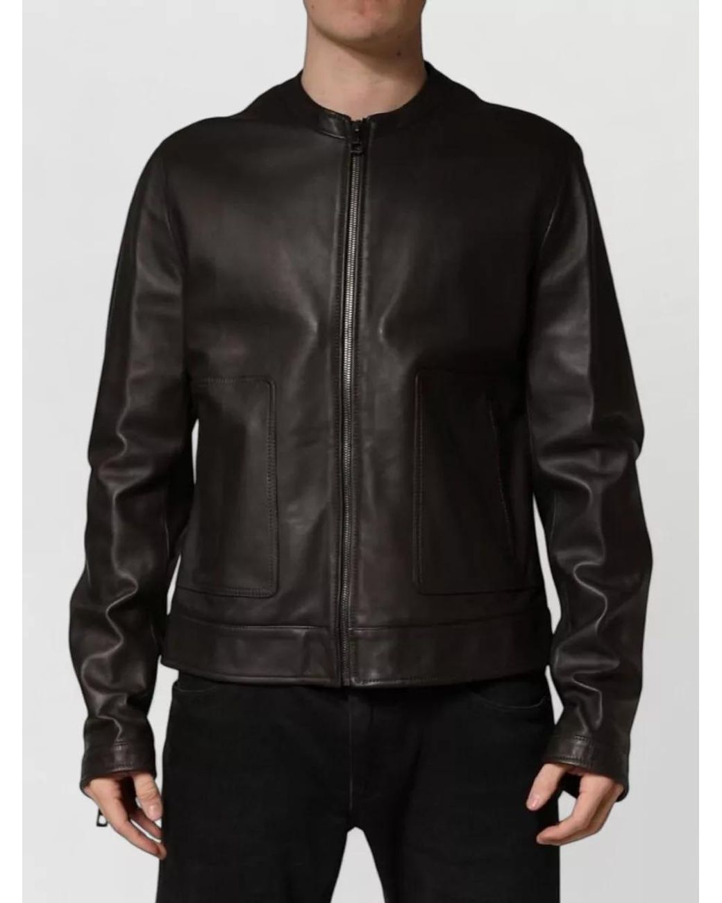 Dolce & Gabbana Black Leather Biker Jacket for men