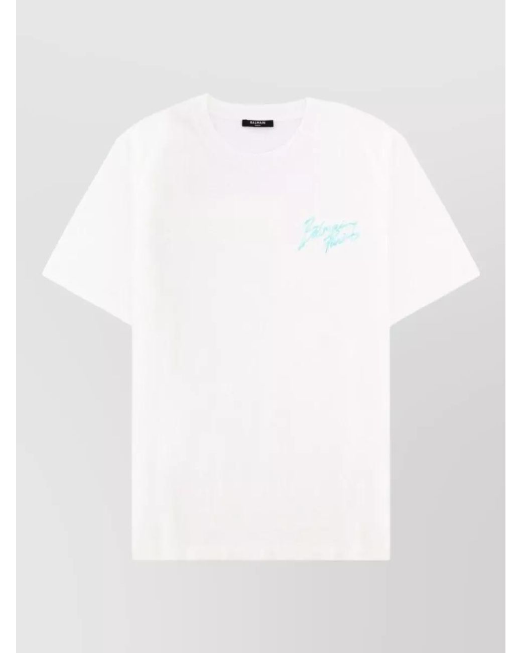 Balmain White Logo Print T-Shirt for men