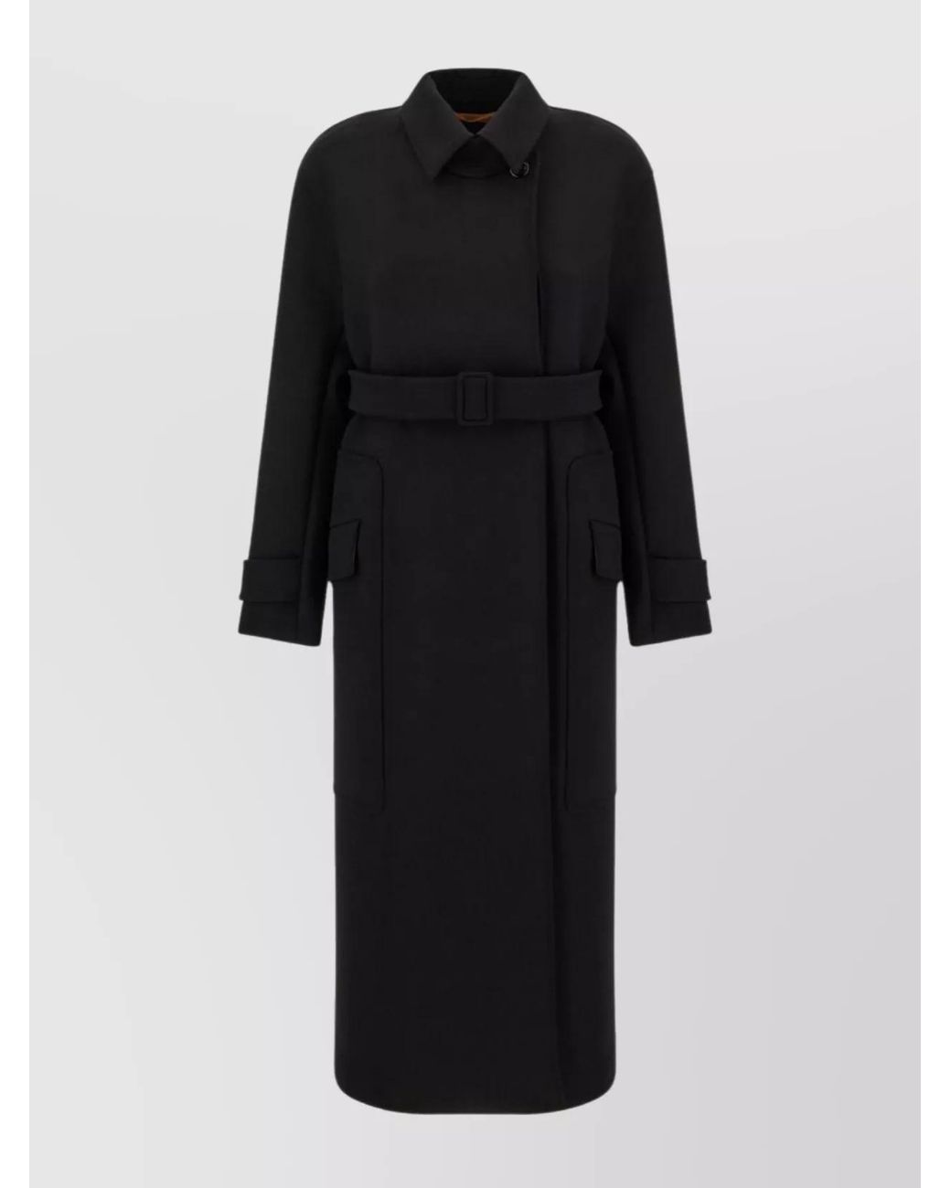 Max Mara Black Stretch Wool Single-Breasted Coat