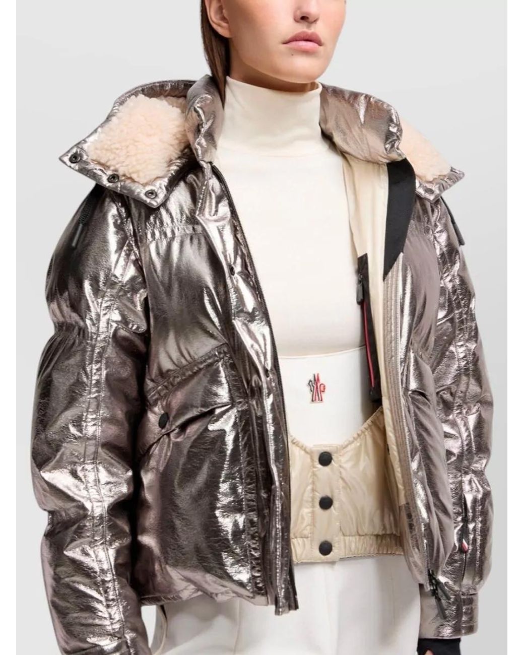 Moncler Gray Moncler Calaque Metallic Hooded Insulated Ski Jacket