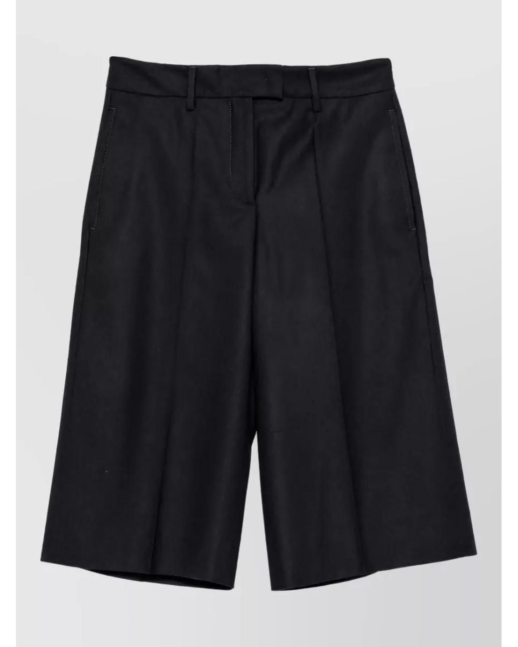 Incotex Black Virgin Wool Pleated Tailored Shorts