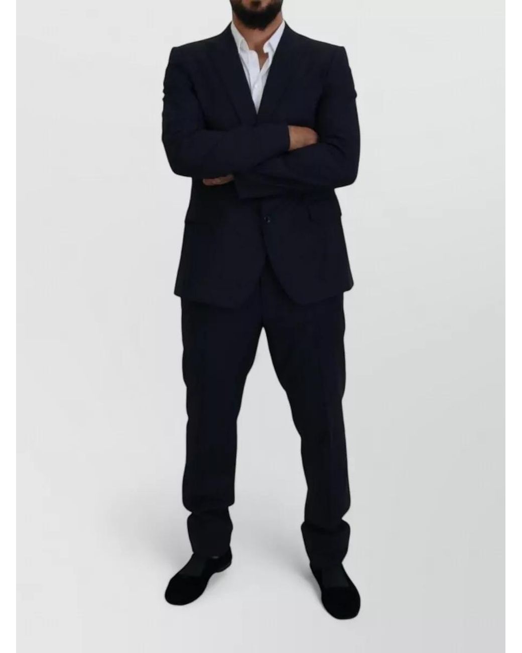 Dolce & Gabbana Blue Silk Wool Single Breasted Suit for men