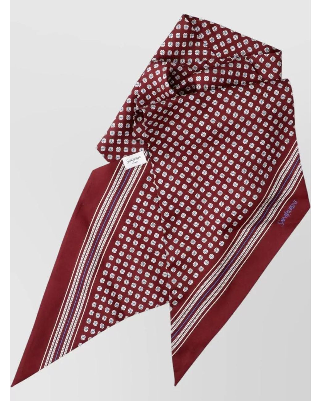 Saint Laurent Red Silk Printed Lavalliere Scarf for men