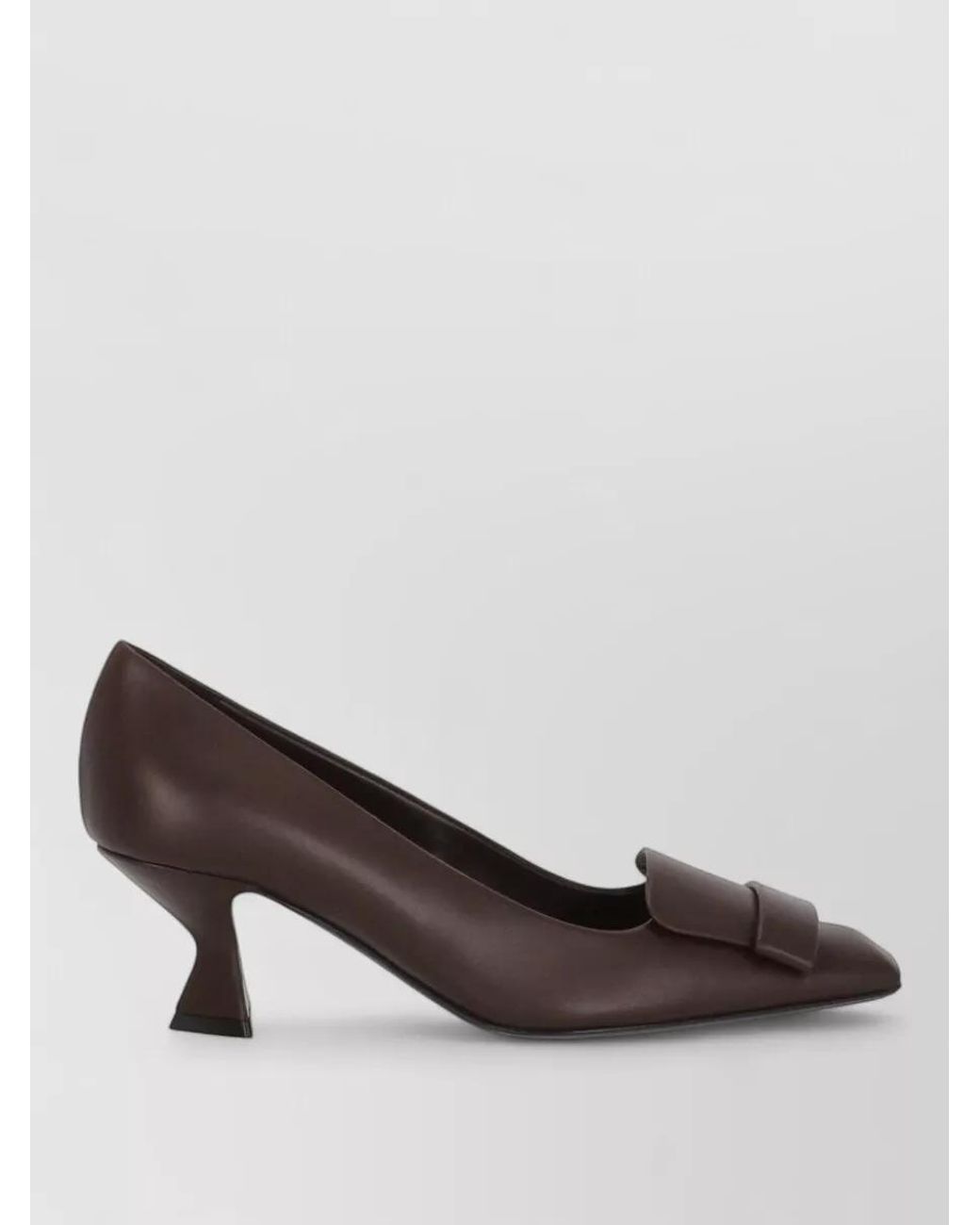 Sergio Rossi Brown Leather Square-Toe High-Heel Pumps