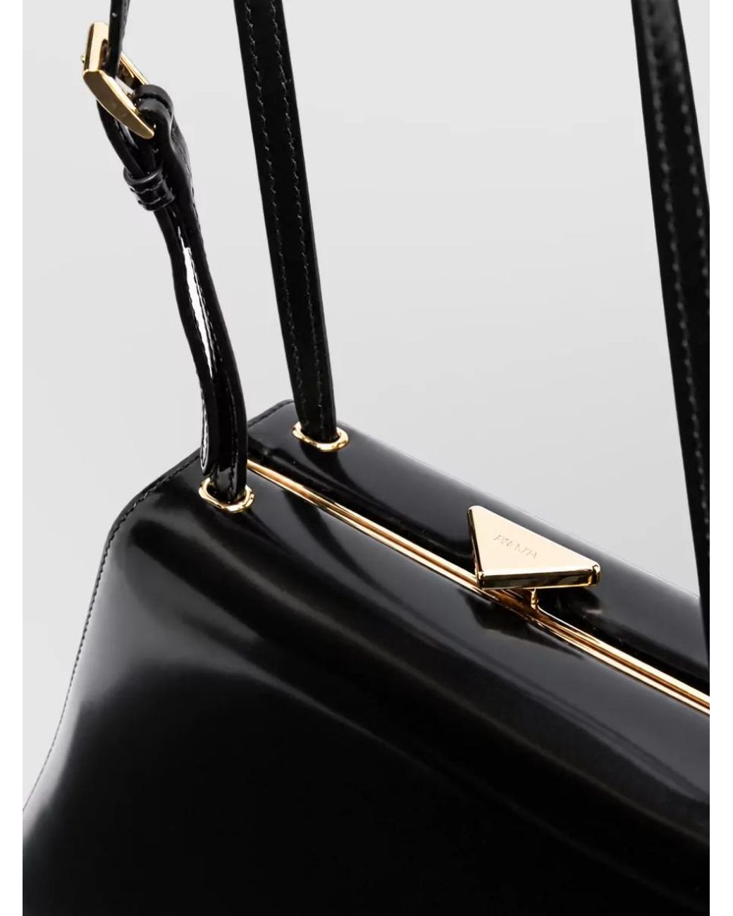Prada Black Triangle Leather Clutch Bag