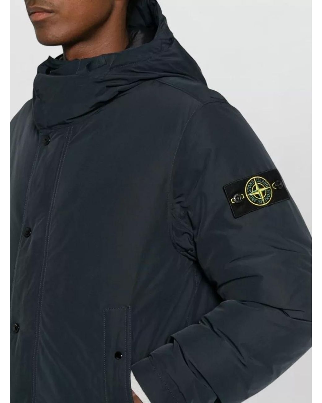 Stone Island Blue Long Down Parka for men
