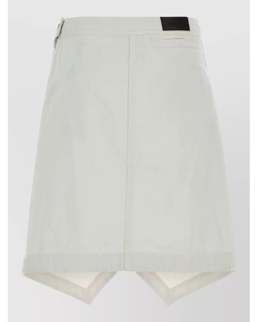 Lemaire White Asymmetric Cotton Denim Skirt