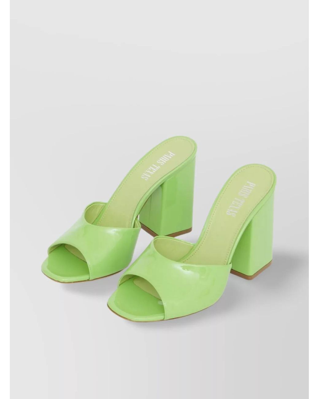 Paris Texas Green Patent Leather Block Heel Sandals