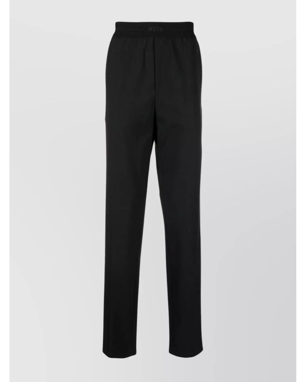 MSGM Black Virgin Wool Straight-Leg Trousers for men
