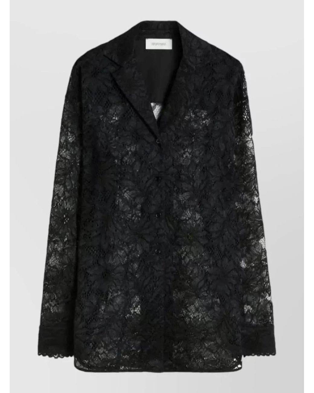 Sportmax Black Floral Lace Long-Sleeve Pyjama Top