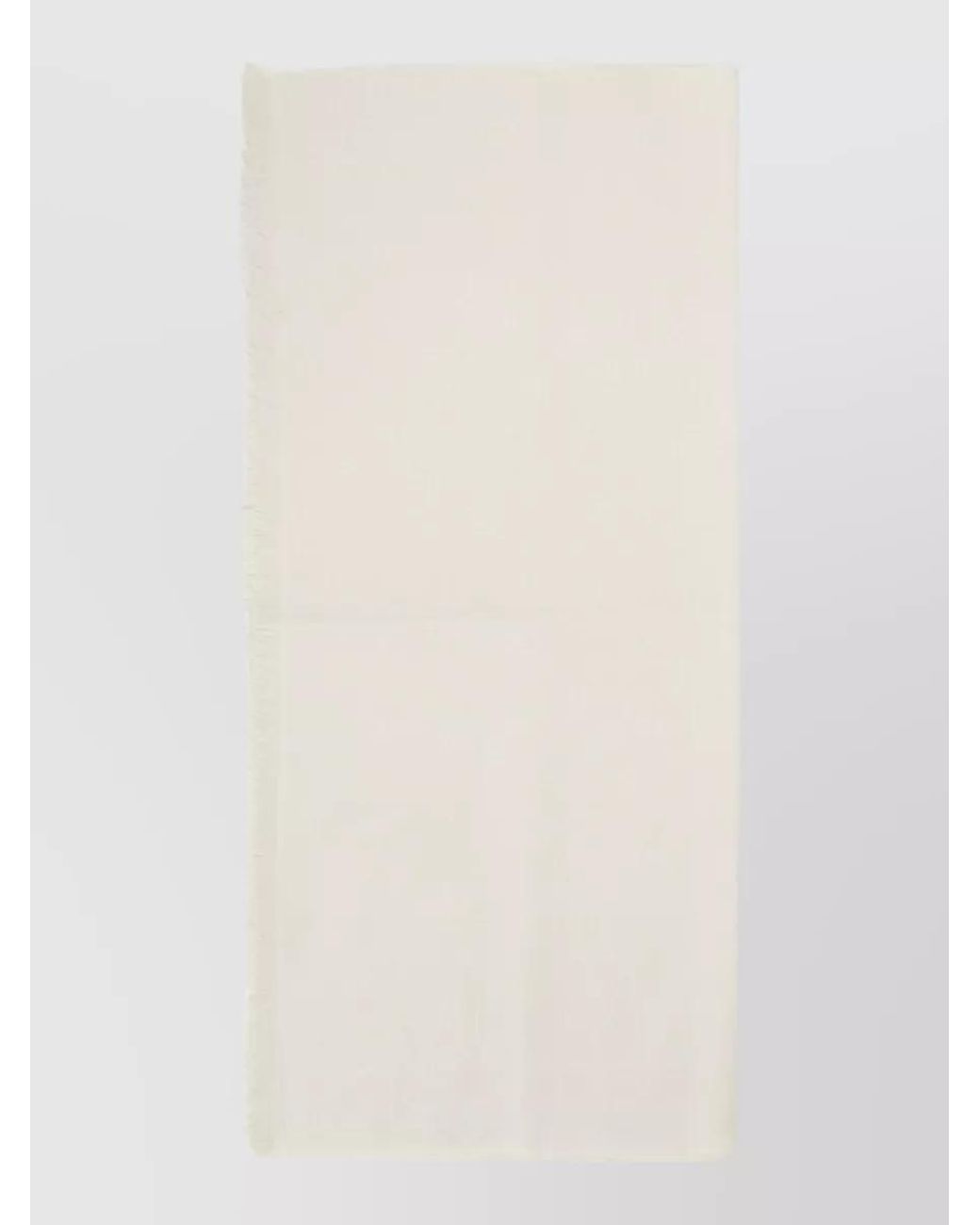 Max Mara White Silk Wool Linen Logo Scarf