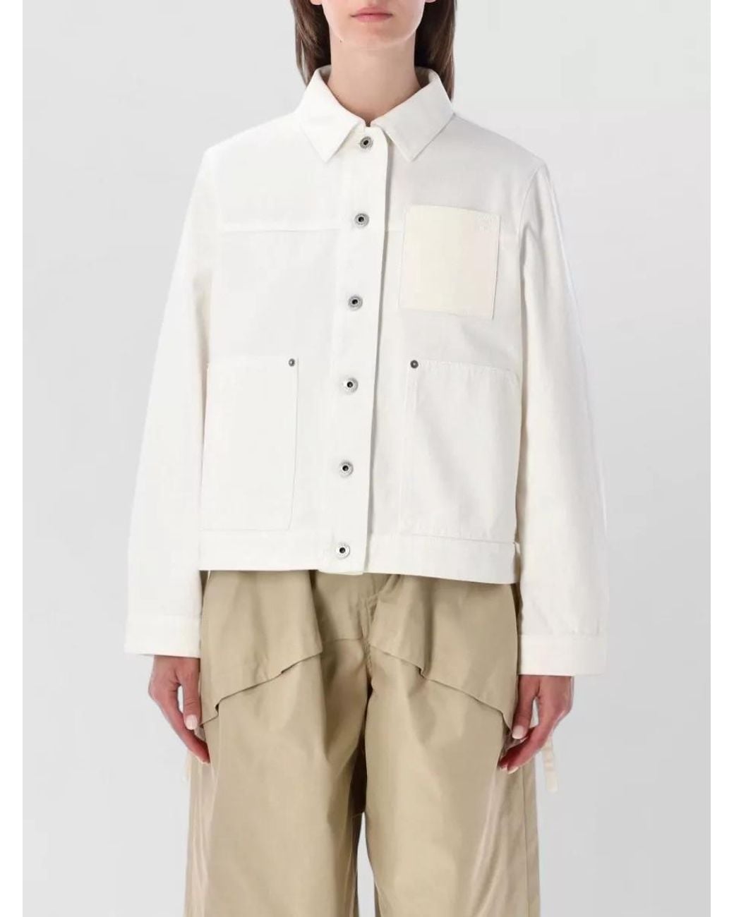 Loewe Natural Cotton Denim Asymmetric Relaxed-Fit Workwear Jacket