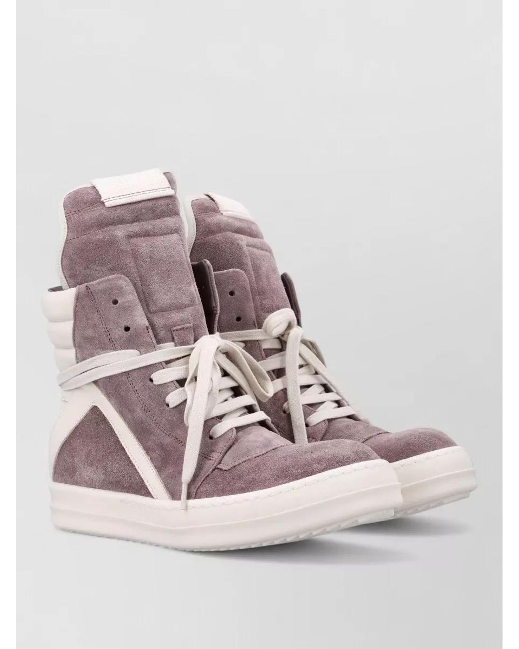 Rick Owens Pink Leather High-Top Sneakers