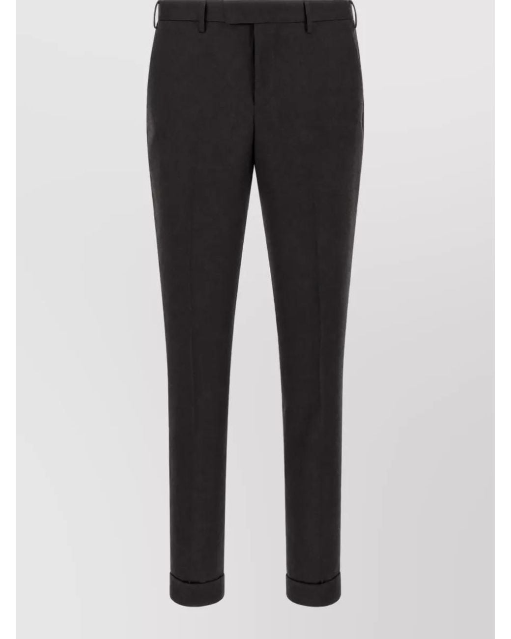 PT Torino Black Virgin Wool Tailored Trousers for men