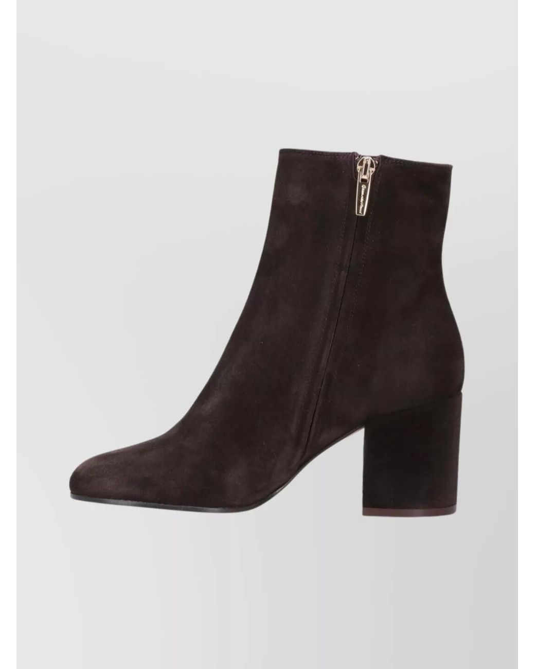 Gianvito Rossi Brown Suede Ankle Length Block Heel Boots