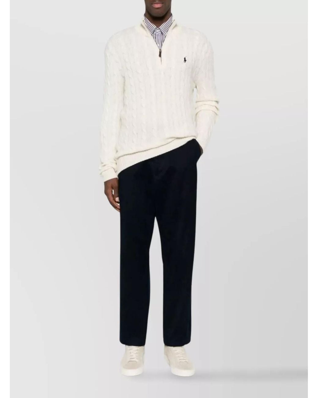 Polo Ralph Lauren Natural Cable-Knit Wool And Cashmere Half-Zip Sweater for men