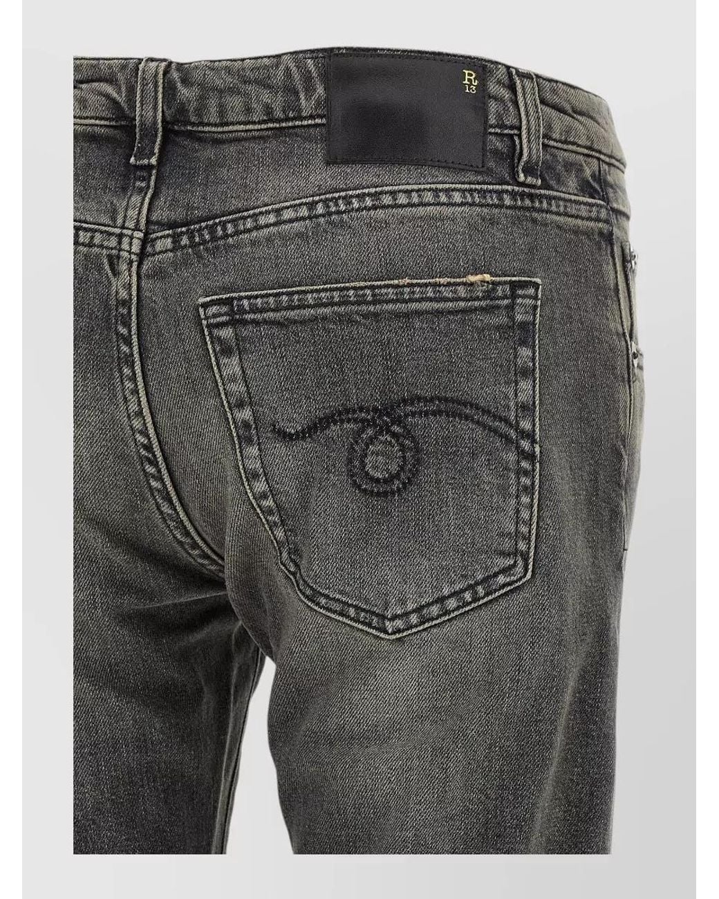 R13 Gray Denim Low-Rise Bootcut Jeans