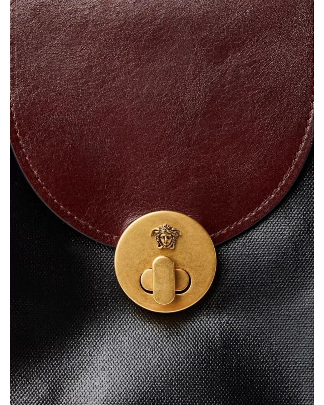 Versace Black Na Small Linen Shoulder Bag