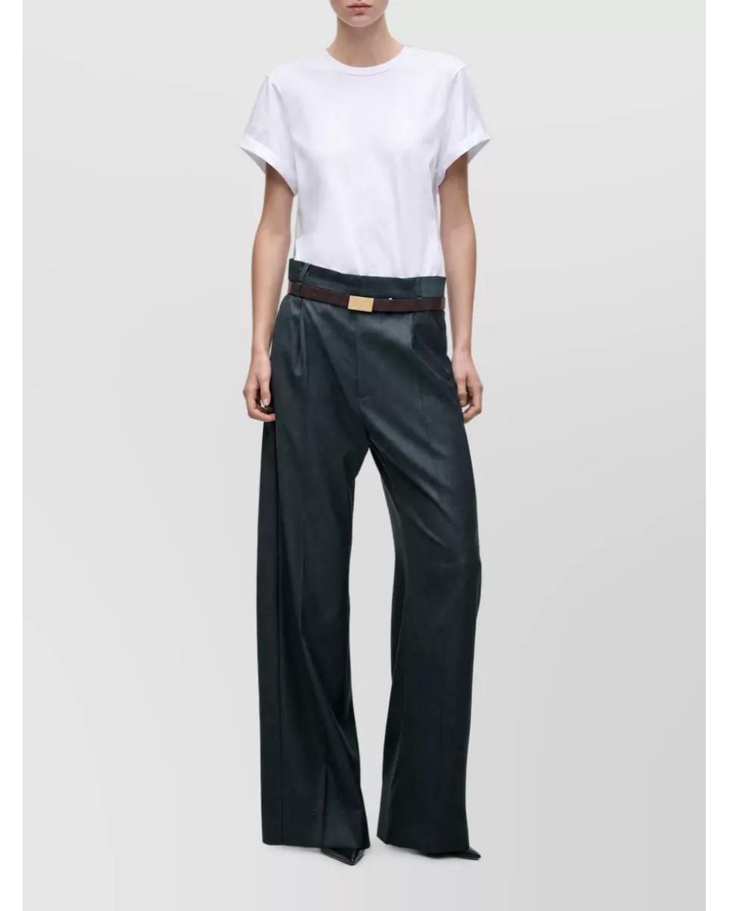 Victoria Beckham Blue Virgin Wool Pleated Wide-Leg Suit Trousers