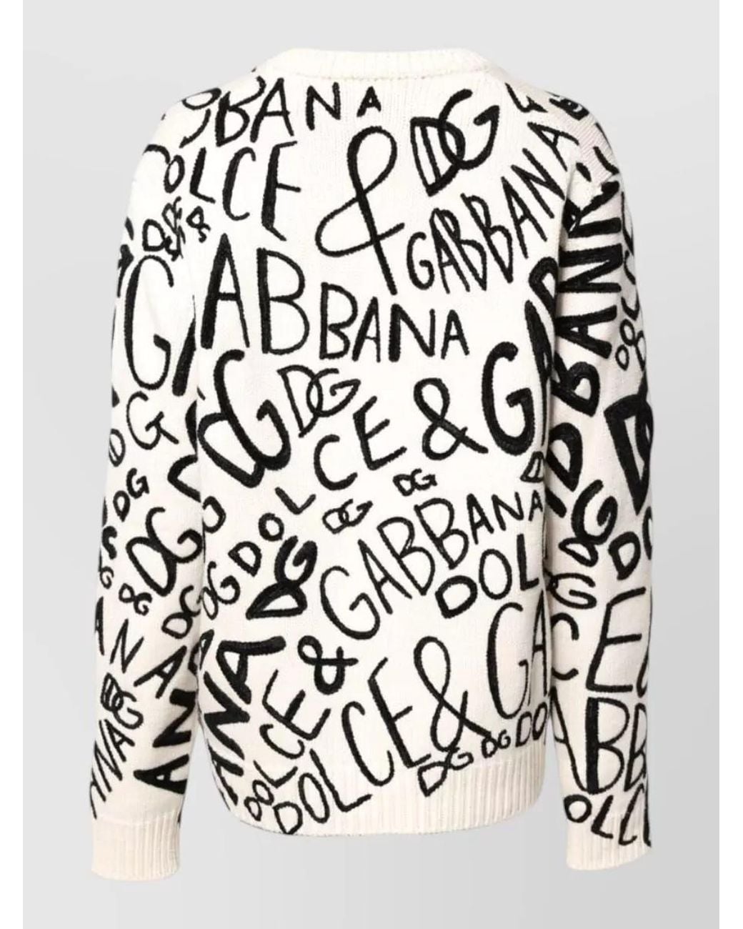 Dolce & Gabbana Black Cashmere Logo Print Pullover Sweatshirt