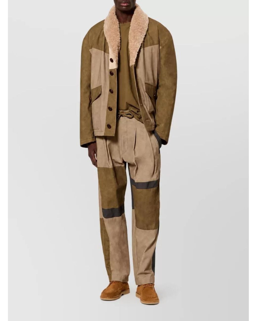 Isabel Marant Natural Cotton Paneled Relaxed-Fit Trousers for men