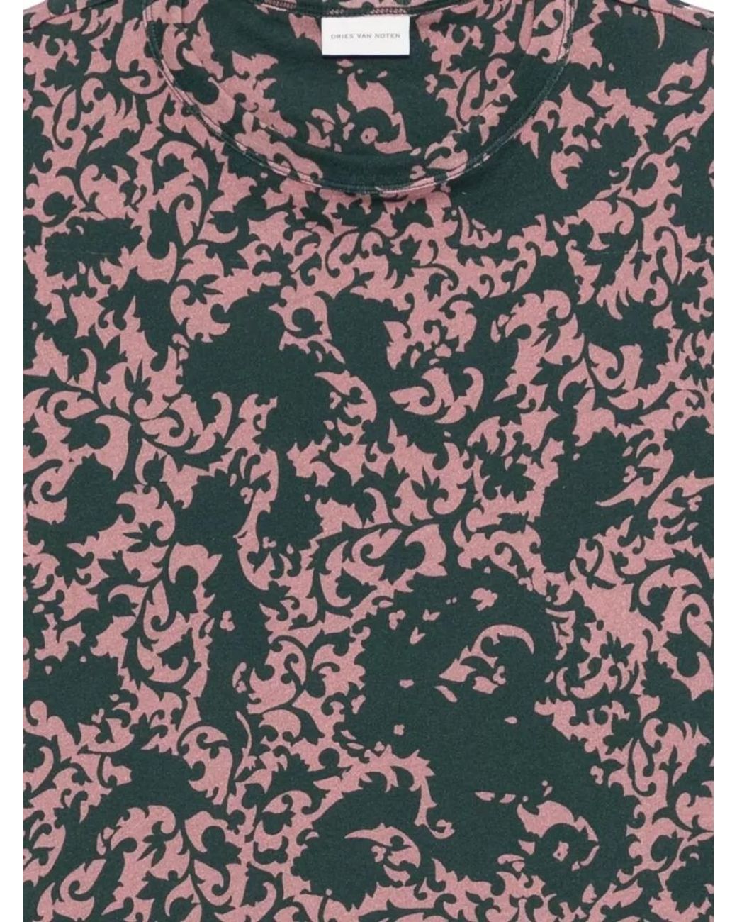 Dries Van Noten Gray Printed Short-Sleeve Shirt for men